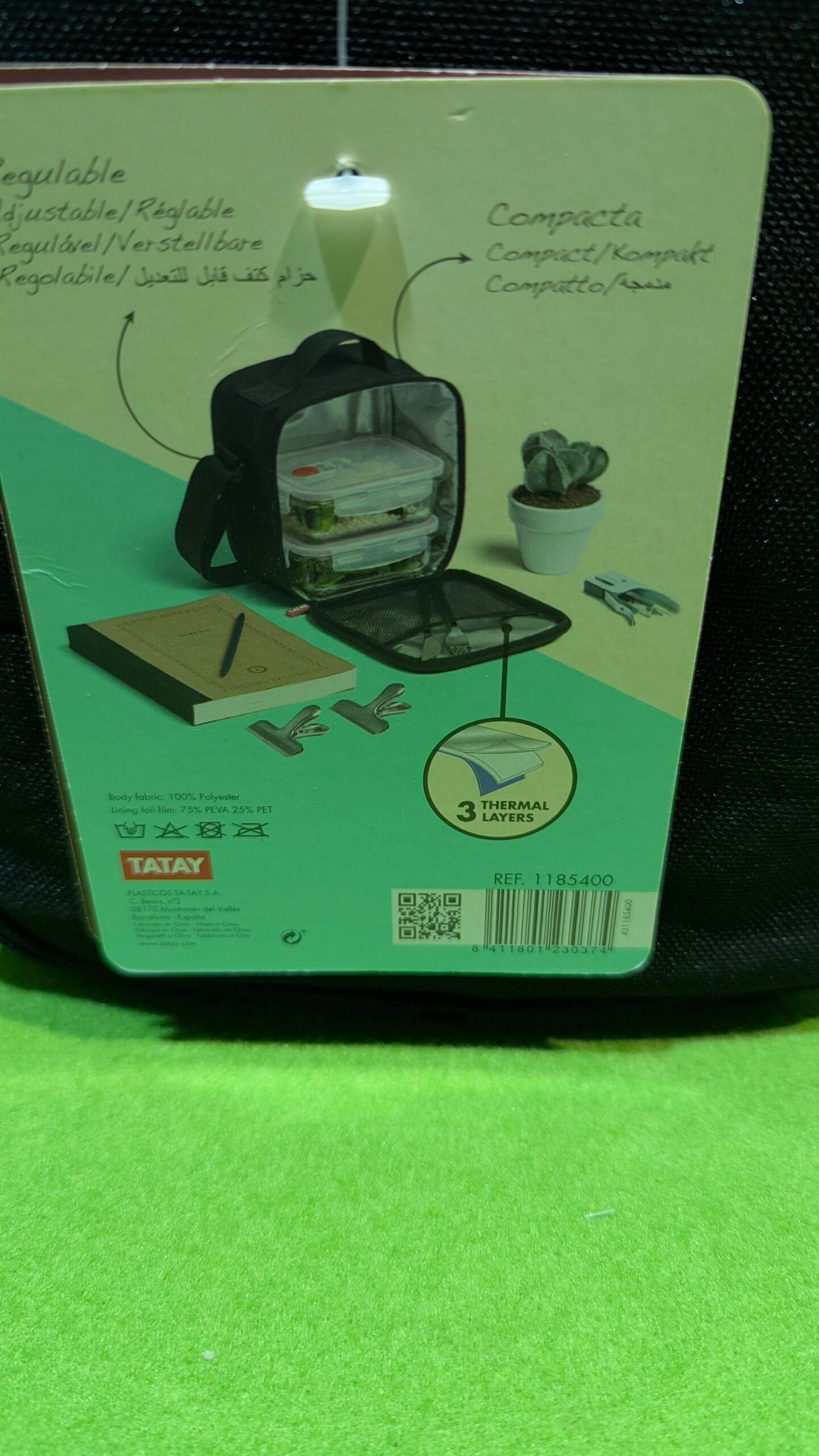 Tatay Bolsa Termica Porta Alimentos Impermeable mas 2 Tapers de Cristal - Imagen 10