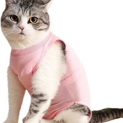 Traje de recuperación Profesional para heridas Abdominales o Enfermedades de la Piel, Alternativo para Gatos y Perros, después de la cirugía, Ropa para el hogar（Rosa，L