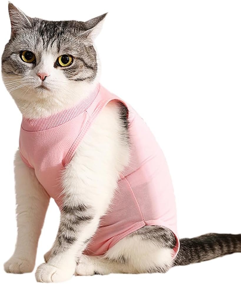 Traje de recuperación Profesional para heridas Abdominales o Enfermedades de la Piel, Alternativo para Gatos y Perros, después de la cirugía, Ropa para el hogar（Rosa，L
