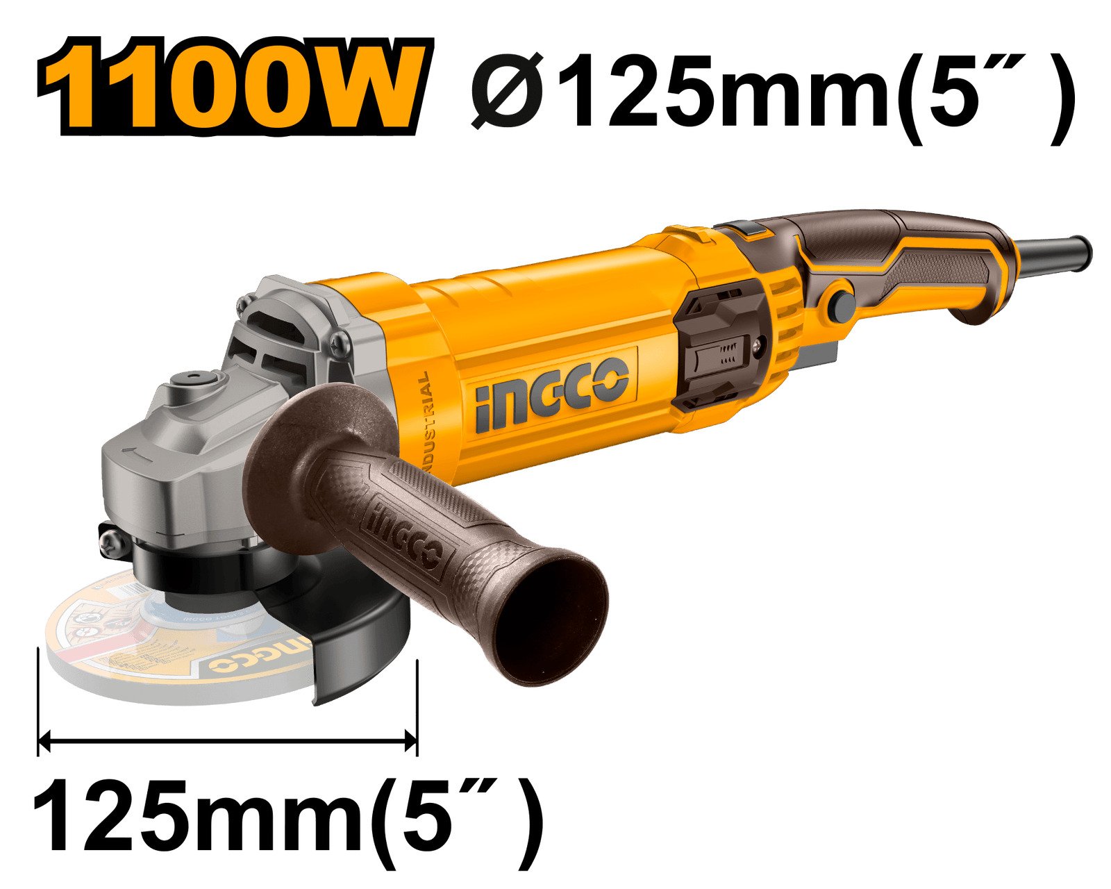 Amoladora Angular Profesional INGCO 1100W - 125mm (5") - 12.000 rpm