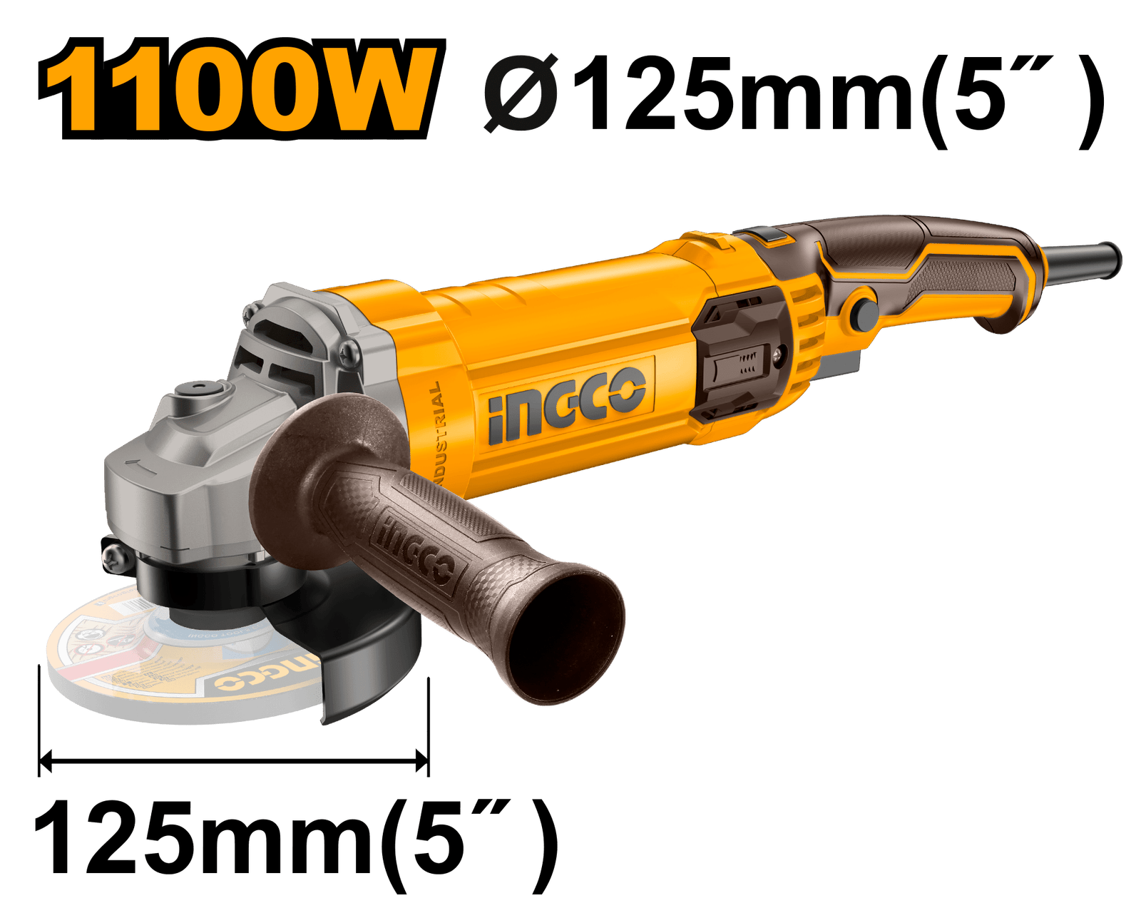 Amoladora Angular Profesional INGCO 1100W - 125mm (5") - 12.000 rpm