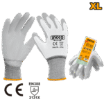 Guantes de Trabajo con Recubrimiento de Poliuretano (PU) INGCO - Talla XL - Calibre 13
