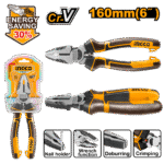 Alicate Universal Profesional INGCO 160mm (6") - 30% Más de Fuerza - Acero CR-V