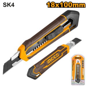 Cúter Manual Profesional INGCO 179mm - Hoja de Acero SK4 - Pulsador Plano