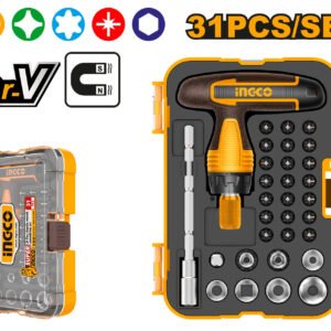 Set de Destornillador Mango en T con Trinquete INGCO - 31 Piezas - Acero CR-V