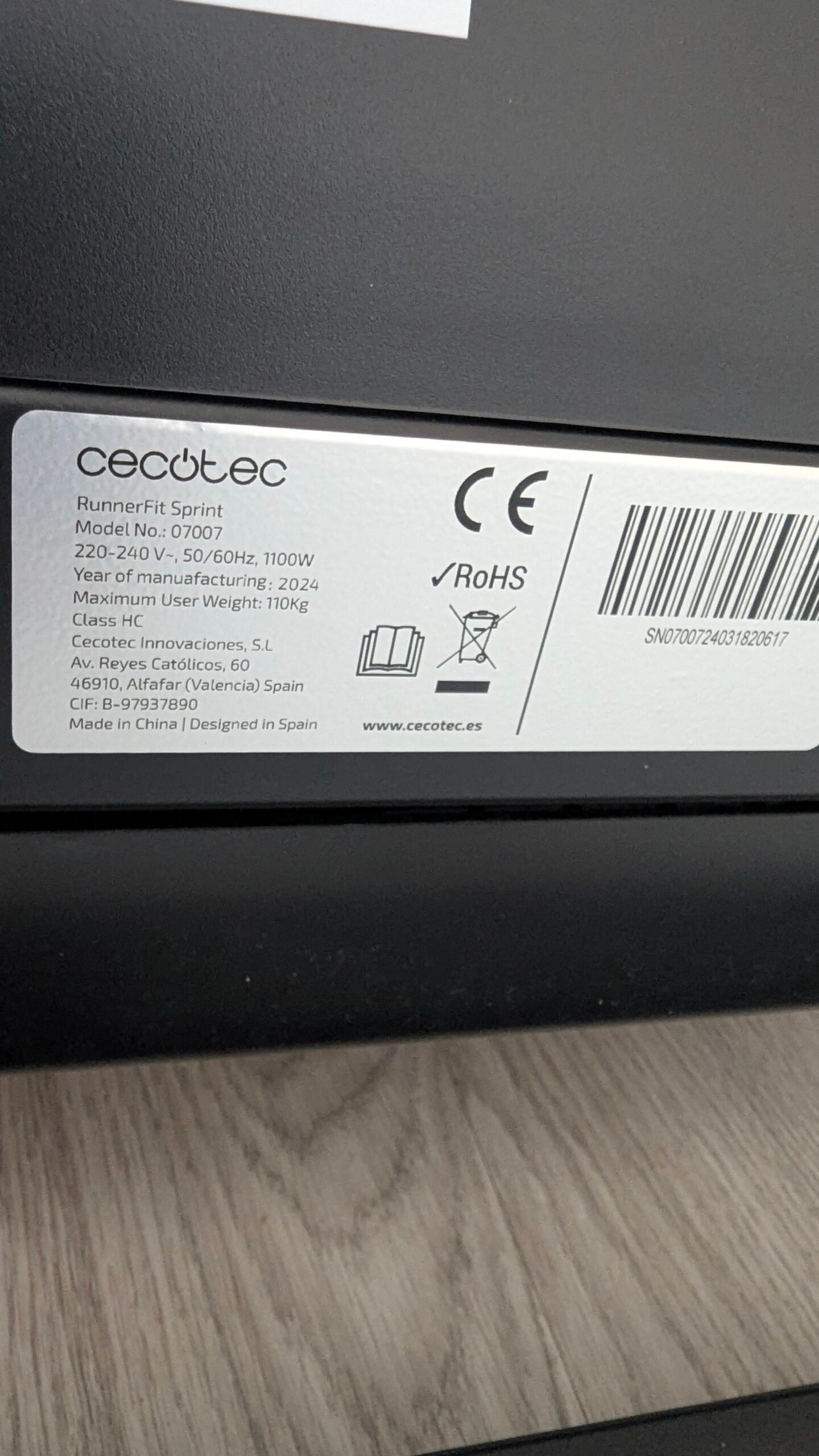 Cecotec Cinta de Correr Eléctrica Plegable RunnerFit Sprint Peso Máximo 120 Kg - Imagen 11