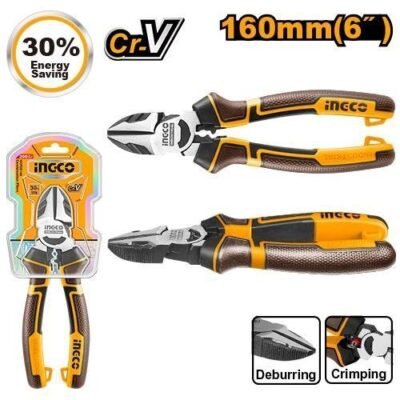 Alicate de Corte Diagonal Profesional INGCO 160mm (6") - 30% Más de Fuerza - Acero CR-V