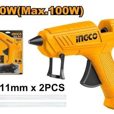 Pistola de Silicona Caliente Profesional INGCO 100W - Flujo Rápido 18g/min