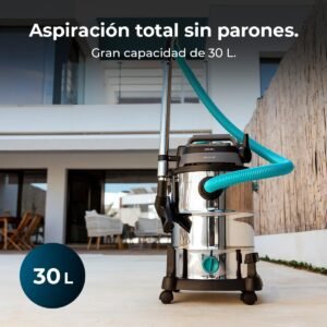 Cecotec Aspirador de Sólidos y Líquidos de Metal con Cable de 30L Conga Rockstar Wet & Dry Steel Pro Tool. 1600W