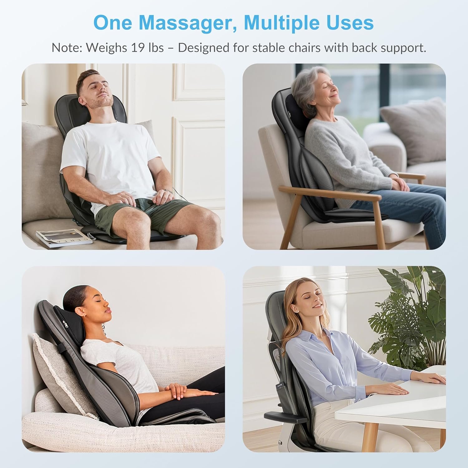 COMFIER Asiento de Masaje Shiatsu para Espalda y Cuello - Masajeador de espalda 2D / 3D - Imagen 14