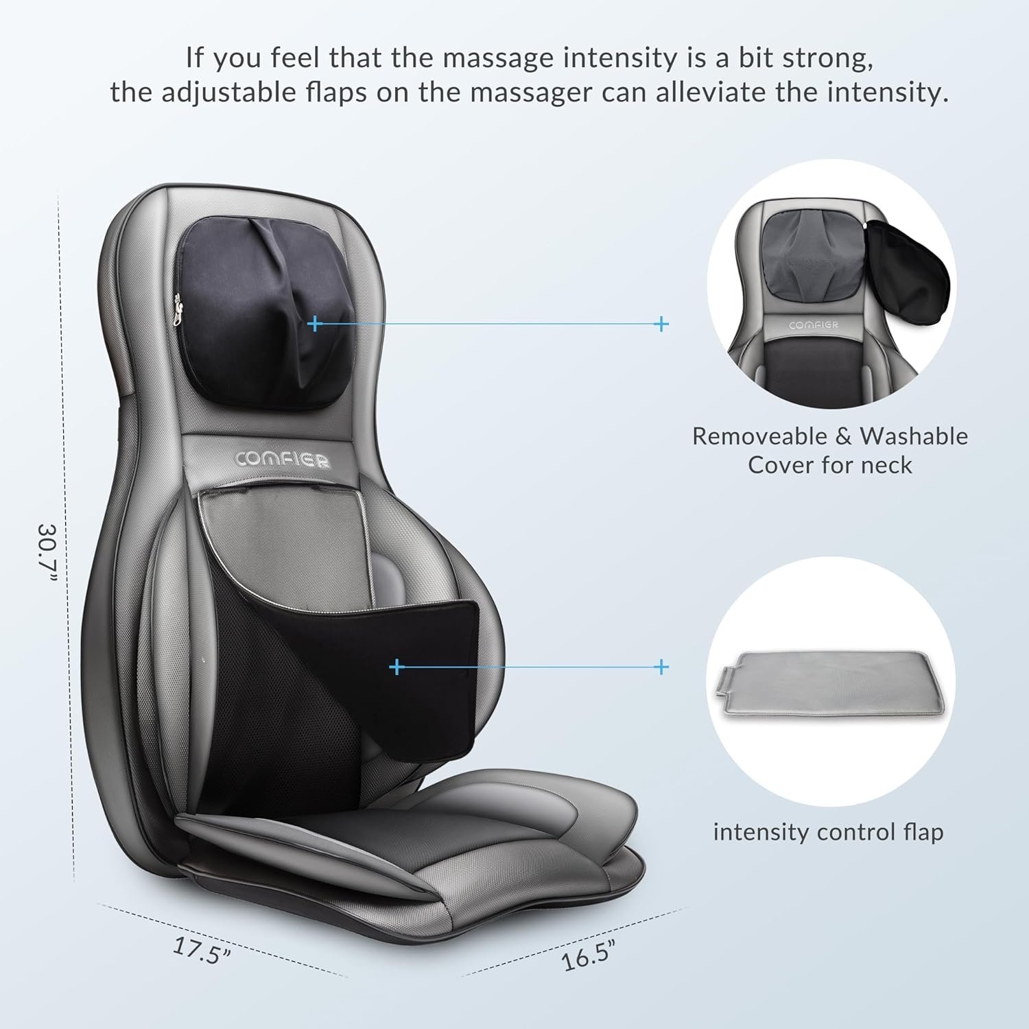 COMFIER Asiento de Masaje Shiatsu para Espalda y Cuello - Masajeador de espalda 2D / 3D - Imagen 15