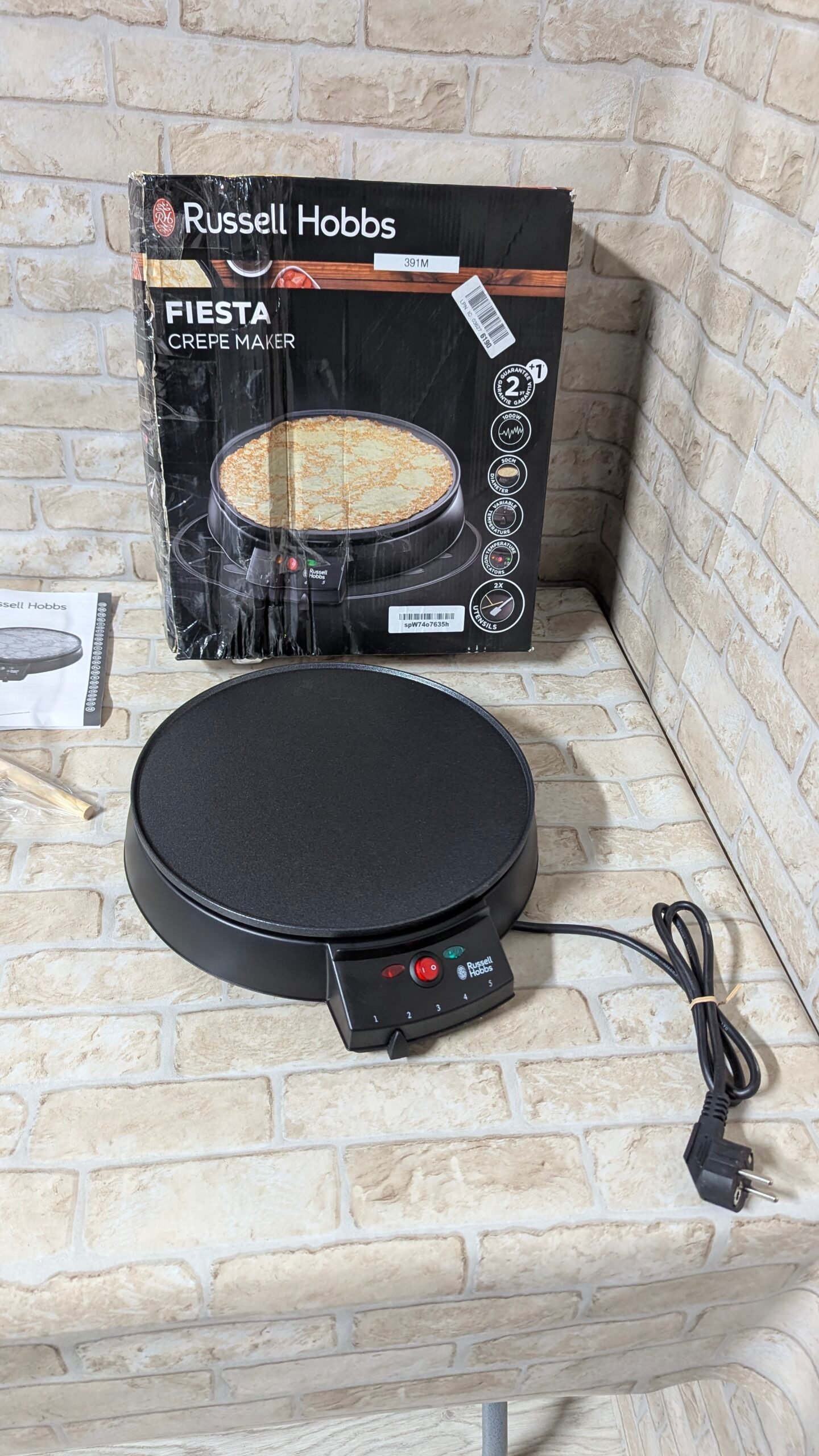 Russell Hobbs Fiesta - Crepera 1000 W, Diámetro de 30 cm - Imagen 3