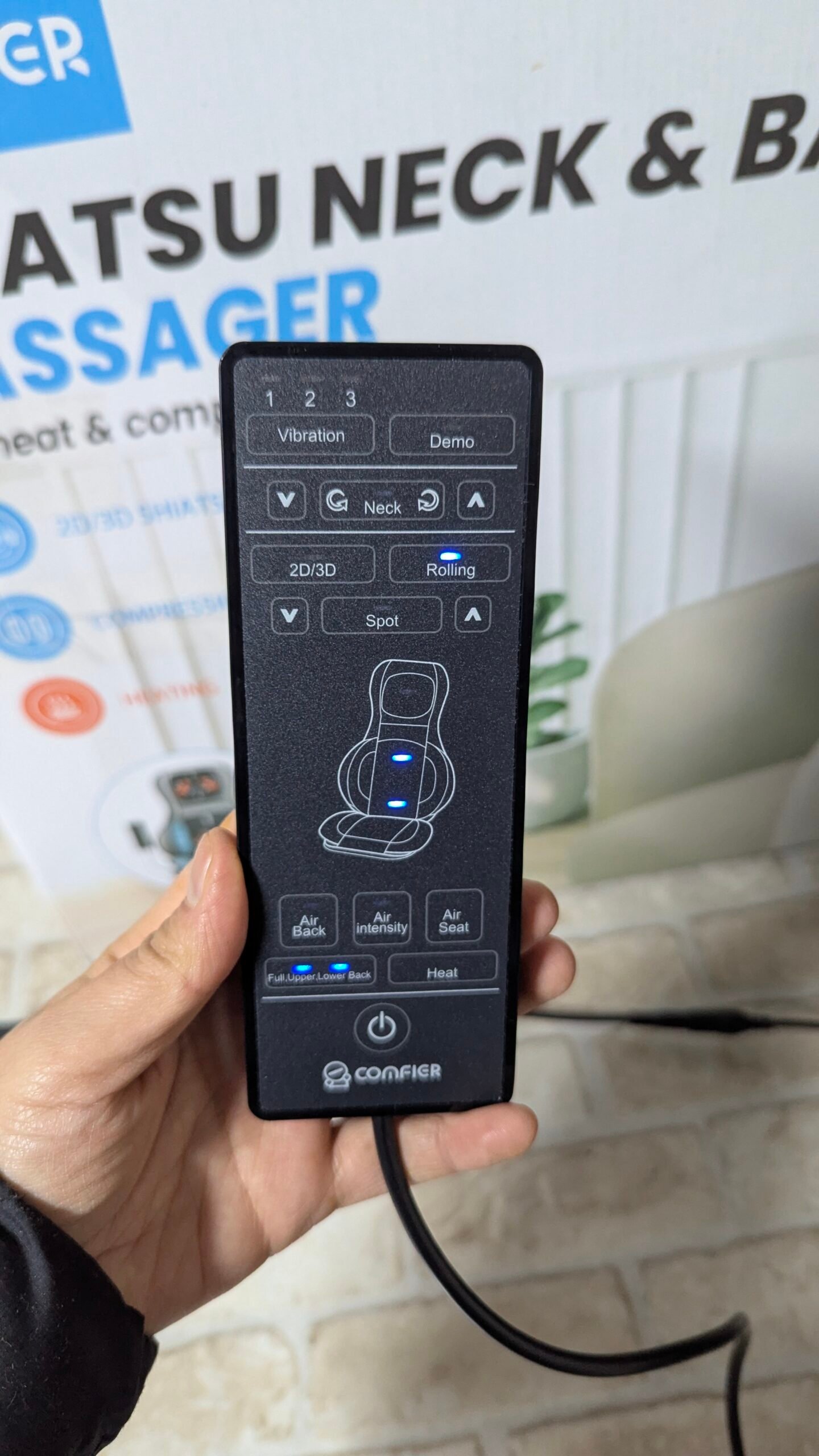 COMFIER Asiento de Masaje Shiatsu para Espalda y Cuello - Masajeador de espalda 2D / 3D - Imagen 9