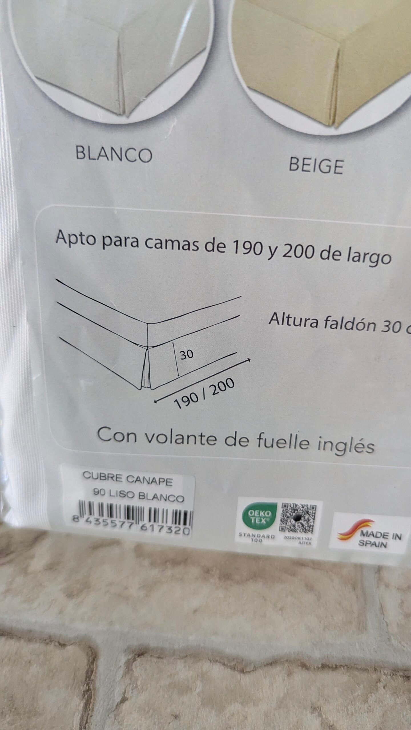 Cubre CANAPE Liso 90 Blanco - Imagen 5