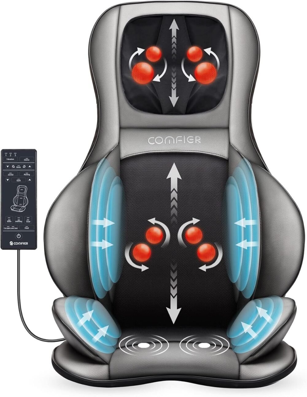 COMFIER Asiento de Masaje Shiatsu para Espalda y Cuello - Masajeador de espalda 2D / 3D
