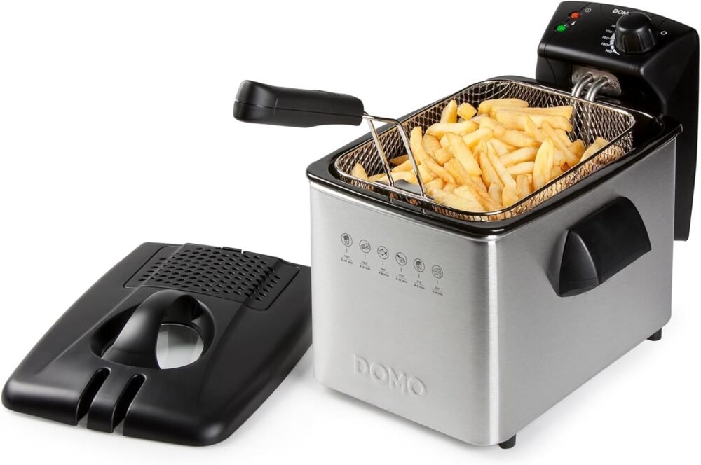 Domo Freidora de acero inoxidable DO465FR, 3000 W, 4 litros