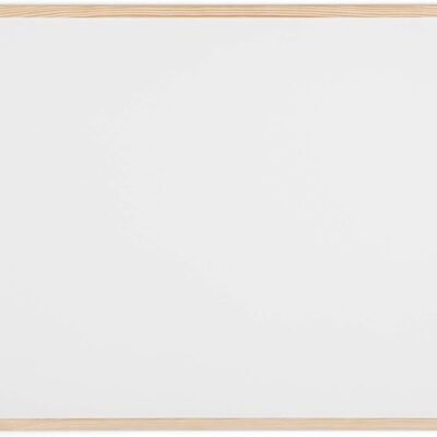 Pizarra blanca magnética con marco de madera de pino, 80 x 60 cm