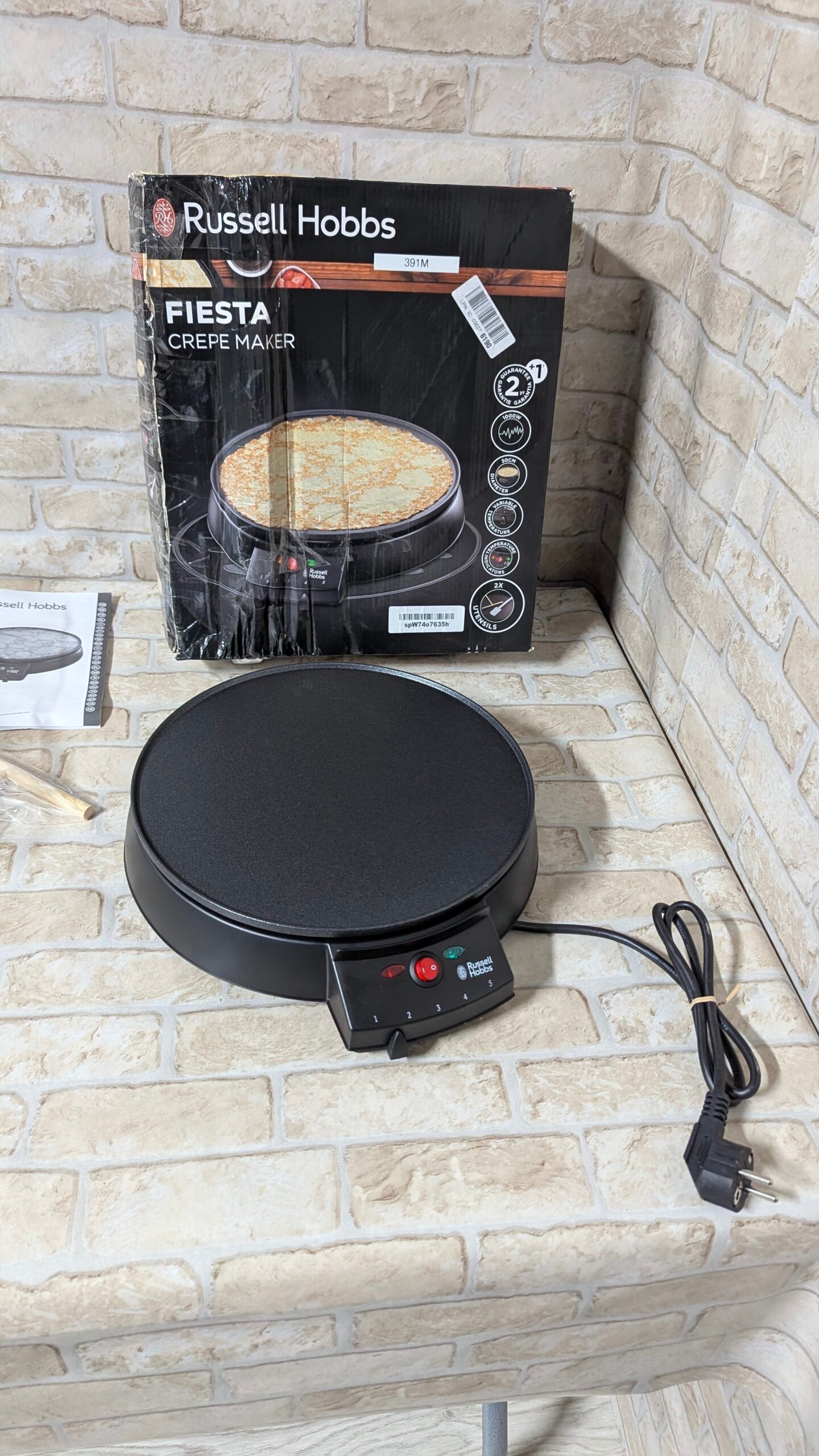 Russell Hobbs Fiesta - Crepera 1000 W, Diámetro de 30 cm - Imagen 3