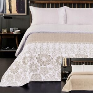 Colcha color beige oriental para cama de 90