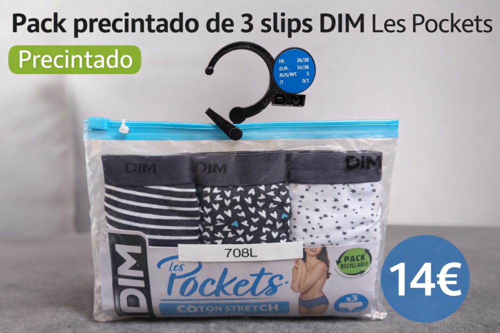 Pack 3 slips DIM Les Pockets algodón stretch