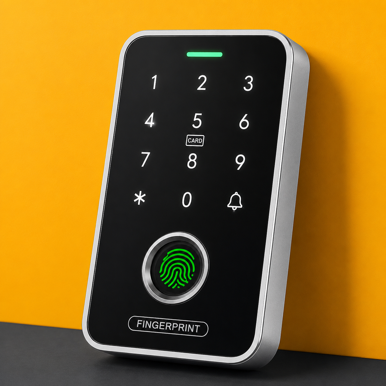 Control de acceso biométrico con huella, teclado y tarjeta RFID 12V