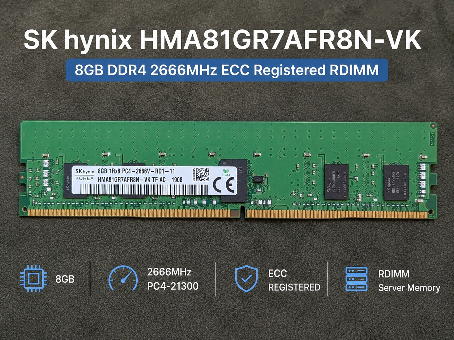 Memoria RAM SK hynix 8GB DDR4 2666MHz ECC Registered RDIMM HMA81GR7AFR8N-VK