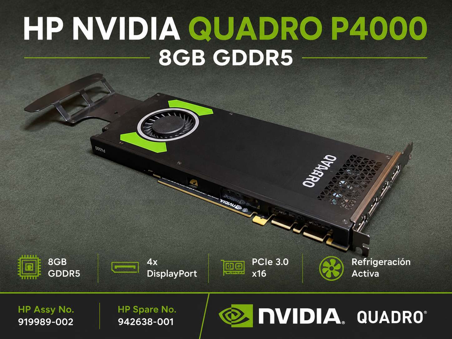 Tarjeta gráfica HP NVIDIA Quadro P4000 8GB GDDR5 PCIe 4x DisplayPort