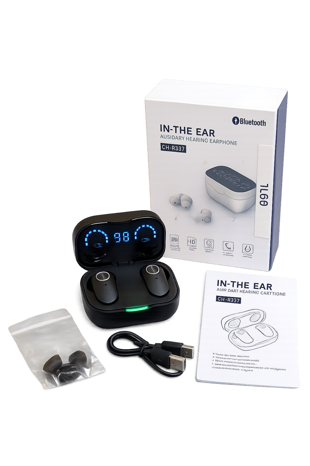 Auriculares amplificadores CH-R337 Bluetooth 5.3 con estuche de carga