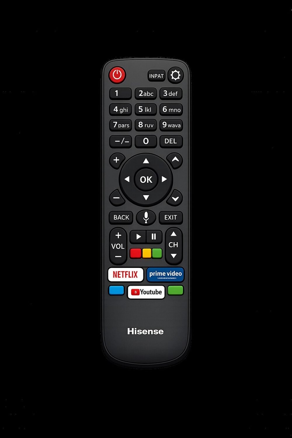 Mando a distancia original Hisense EN2AI30H para Smart TV con Netflix, Prime Video y YouTube