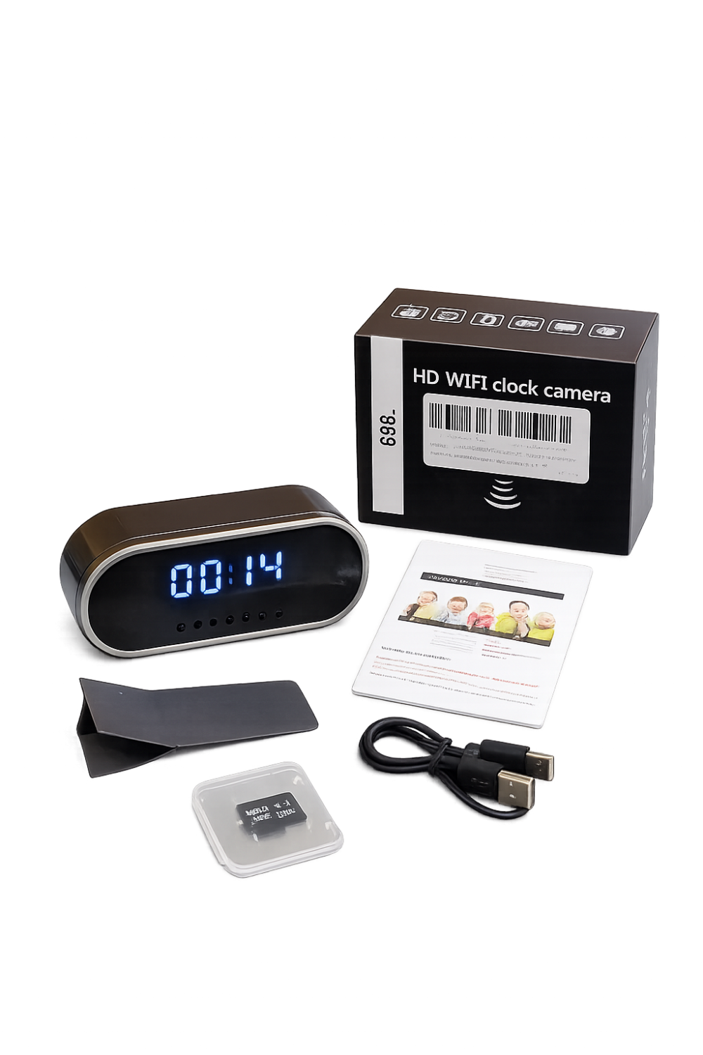 Reloj digital con cámara WiFi HD y microSD de 64 GB